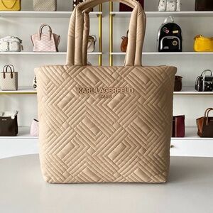Karl Lagerfeld Large Voyage Beige Quilted Tote